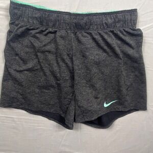 Nike Dri-FIT Womens XS Gray Heathered Running Shorts Mint Green Waistband Logo
